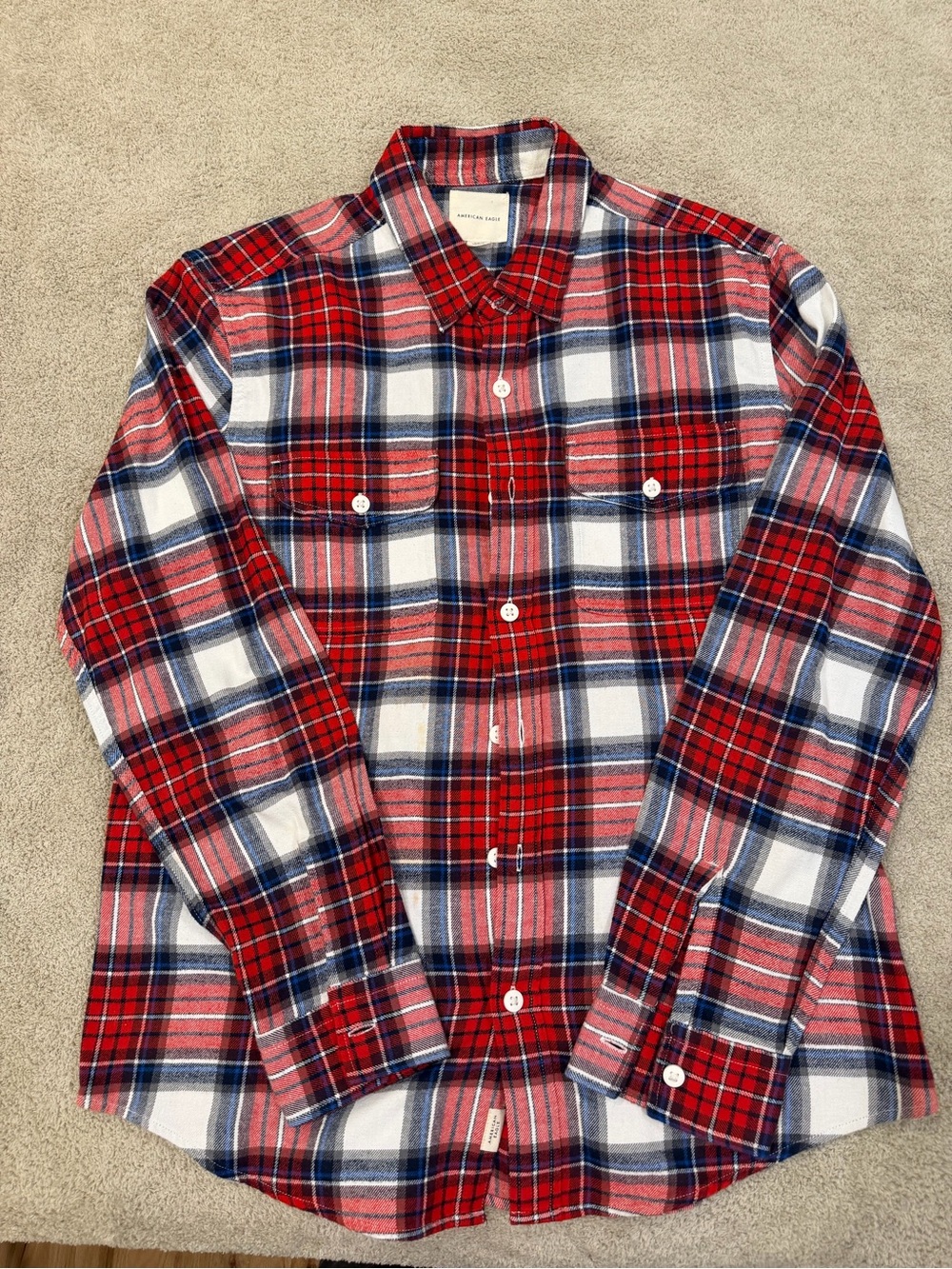 Men's Red Plaid Button-Up Shirt